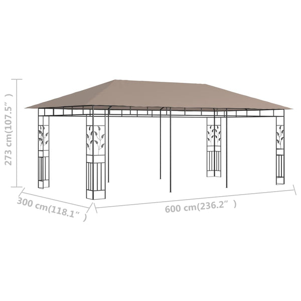 vidaXL Pavilion with Mosquito Net 6x3x2.73 m Taupe 180 g/m²