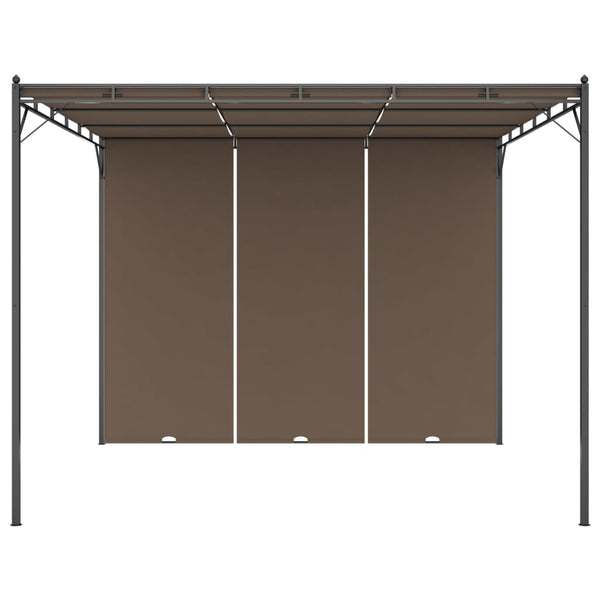vidaXL Garden Gazebo with Side Curtain 3x3x2.25 m Taupe