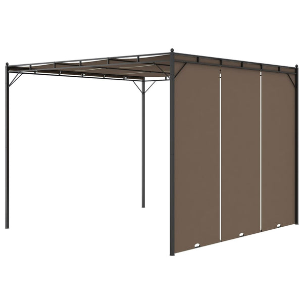 vidaXL Garden Gazebo with Side Curtain 3x3x2.25 m Taupe
