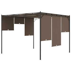 vidaXL Garden Gazebo with Side Curtain 3x3x2.25 m Taupe