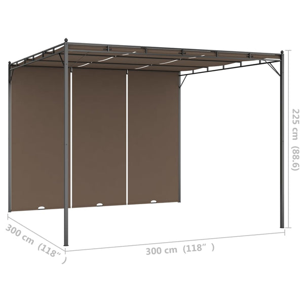 vidaXL Garden Gazebo with Side Curtain 3x3x2.25 m Taupe