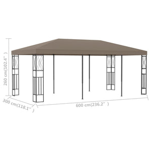 vidaXL Gazebo 6x3 m Taupe Fabric