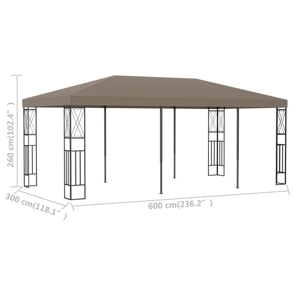 vidaXL Gazebo 6x3 m Taupe Fabric