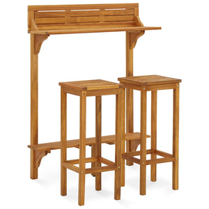 vidaXL 3-Piece Balcony Bar Set Solid Acacia Wood