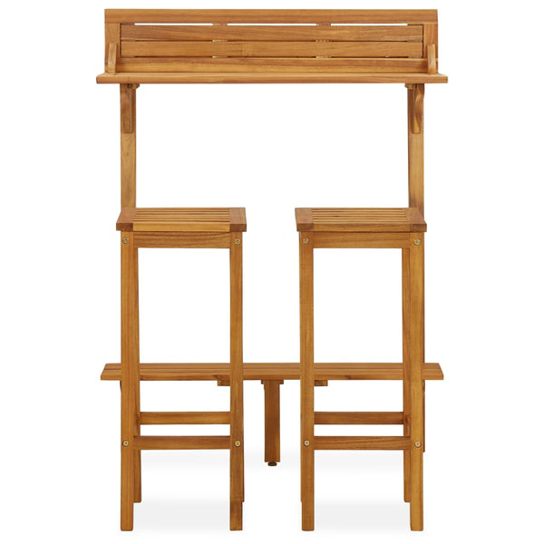 vidaXL 3-Piece Balcony Bar Set Solid Acacia Wood
