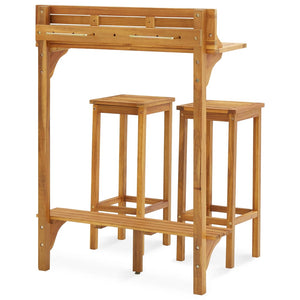 vidaXL 3-Piece Balcony Bar Set Solid Acacia Wood