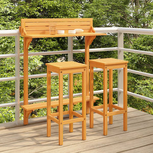 vidaXL 3-Piece Balcony Bar Set Solid Acacia Wood