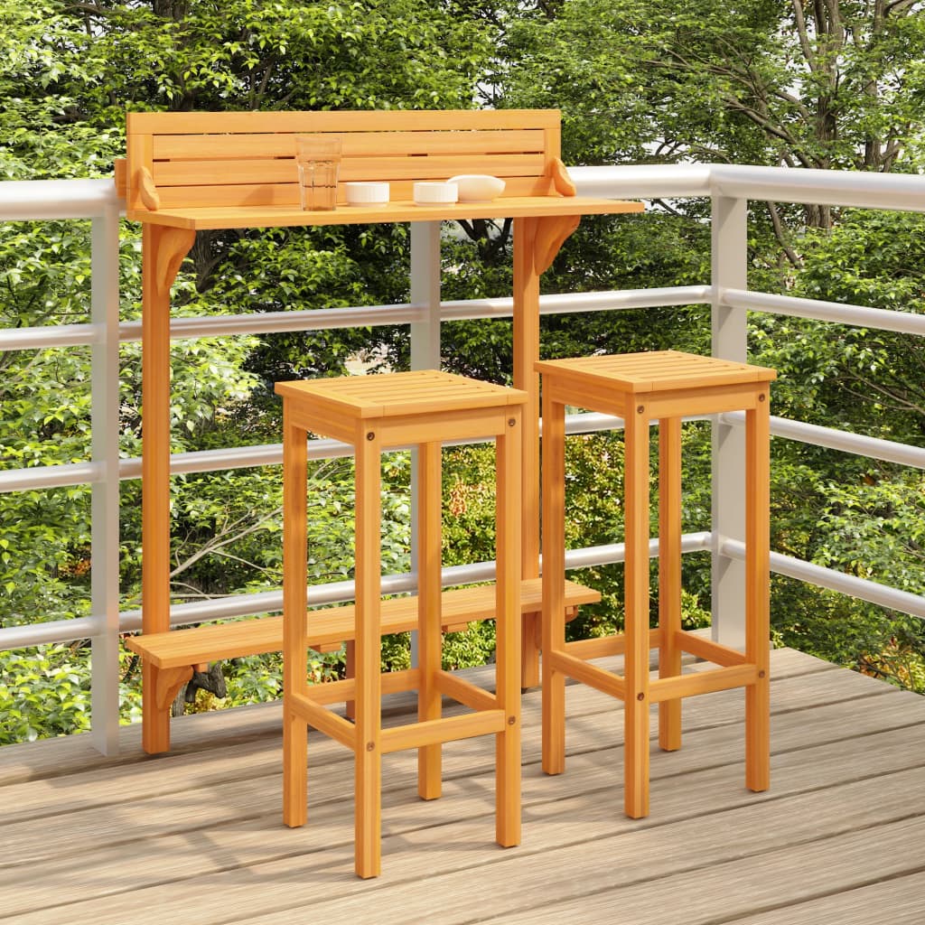 vidaXL 3-Piece Balcony Bar Set Solid Acacia Wood