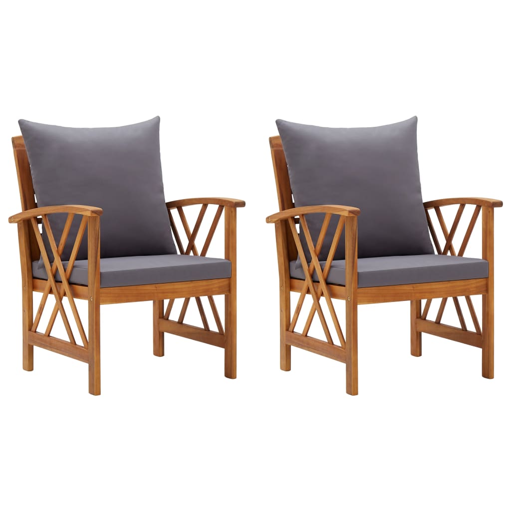 vidaXL Garden Chairs with Cushions 2 pcs. Solid Acacia Wood