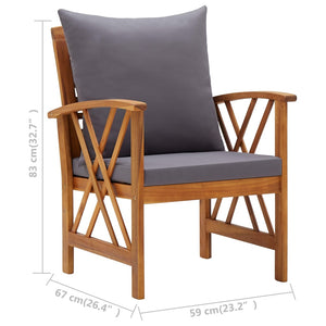 vidaXL Garden Chairs with Cushions 2 pcs. Solid Acacia Wood