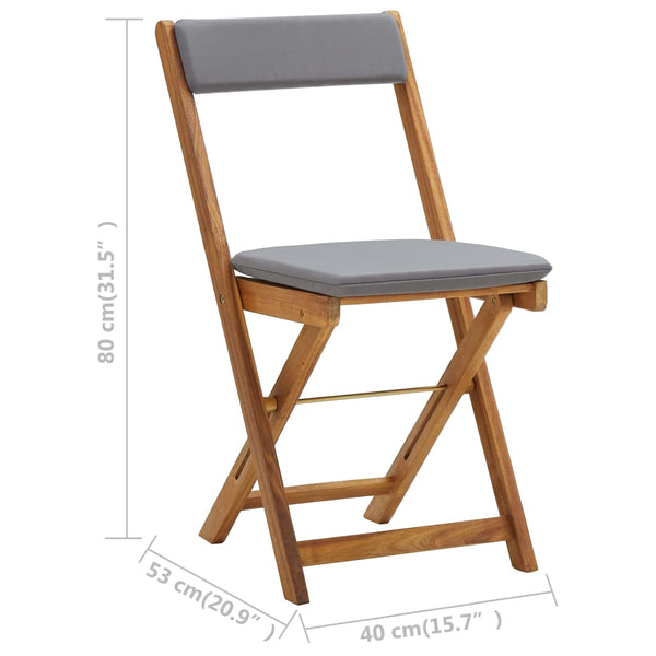vidaXL 3-Piece Folding Bistro Set with Cushions Solid Acacia Wood