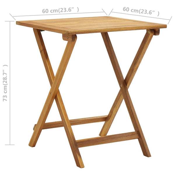 vidaXL 3-Piece Folding Bistro Set with Cushions Solid Acacia Wood
