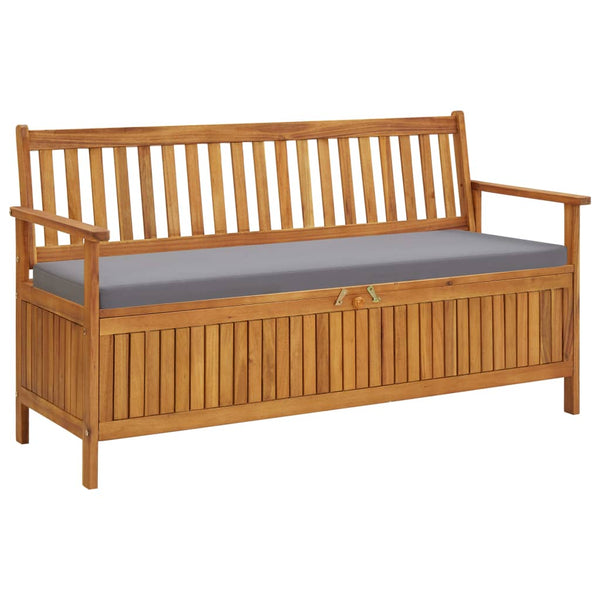 vidaXL Garden Bench with Storage and Cushion 148 cm Solid Acacia Wood