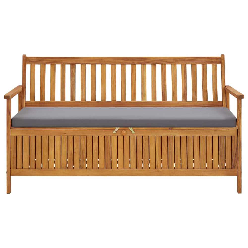 vidaXL Garden Bench with Storage and Cushion 148 cm Solid Acacia Wood