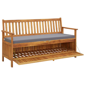 vidaXL Garden Bench with Storage and Cushion 148 cm Solid Acacia Wood