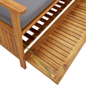 vidaXL Garden Bench with Storage and Cushion 148 cm Solid Acacia Wood