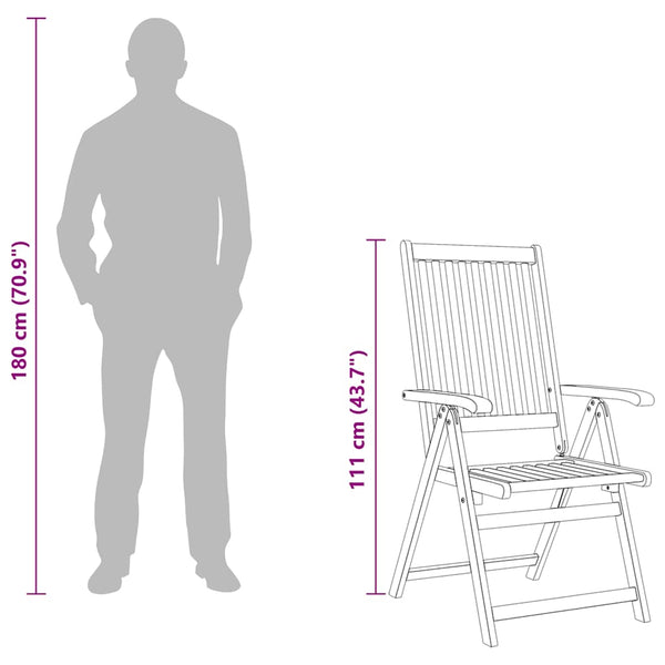 vidaXL Folding Garden Chairs 3 pcs. Solid Acacia Wood