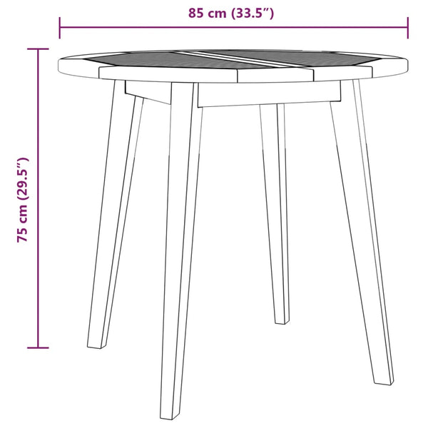 vidaXL Garden Table Ø85x75 cm Solid Acacia Wood