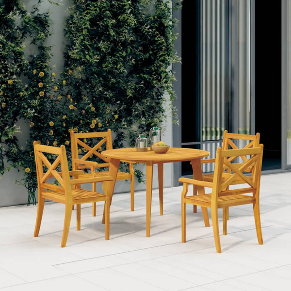 vidaXL Garden Table Ø110x75 cm Solid Acacia Wood
