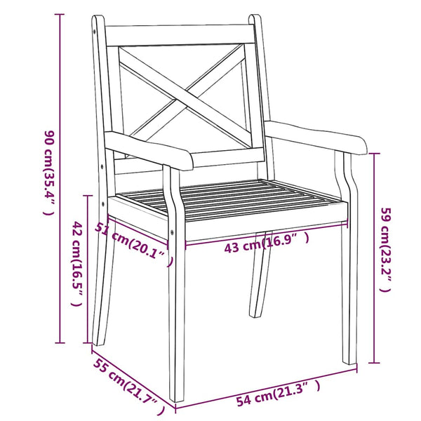 vidaXL Garden Dining Chairs 2 pcs Solid Acacia Wood