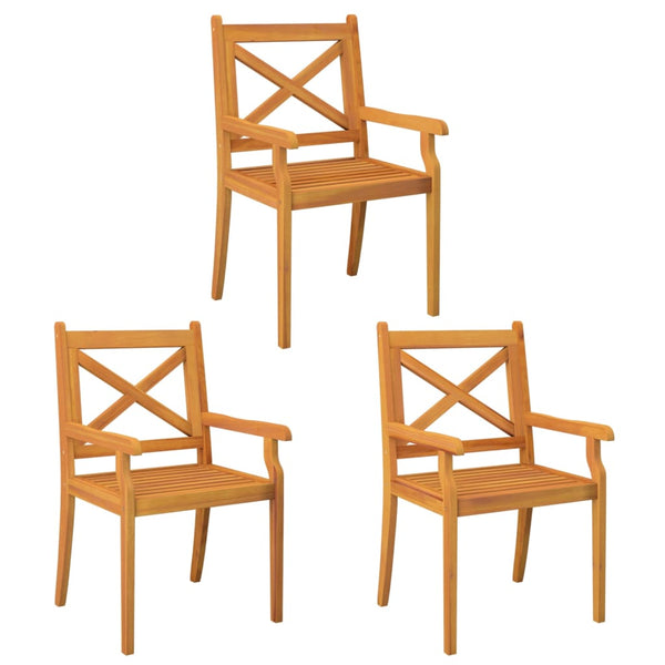 vidaXL Garden Dining Chairs 3 pcs Solid Acacia Wood