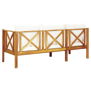 vidaXL 3-Seater Garden Bench with Cushions 179 cm Solid Acacia Wood