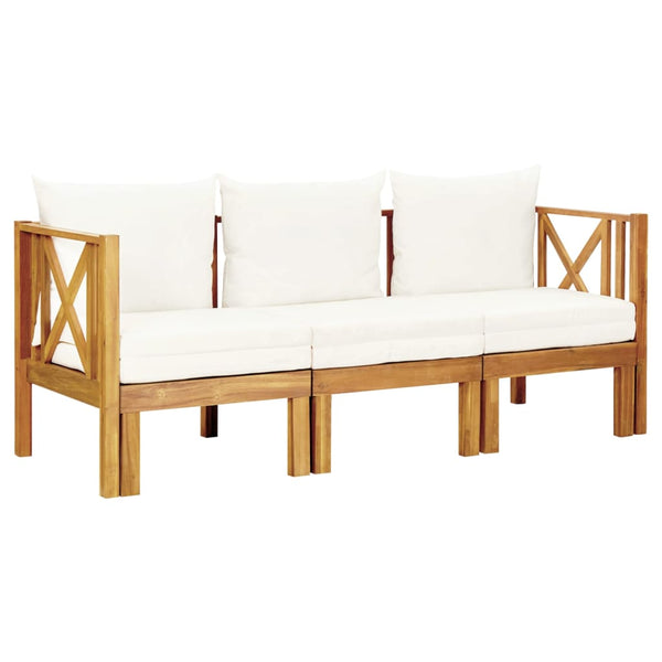 vidaXL 3-Seater Garden Bench with Cushions 179 cm Solid Acacia Wood