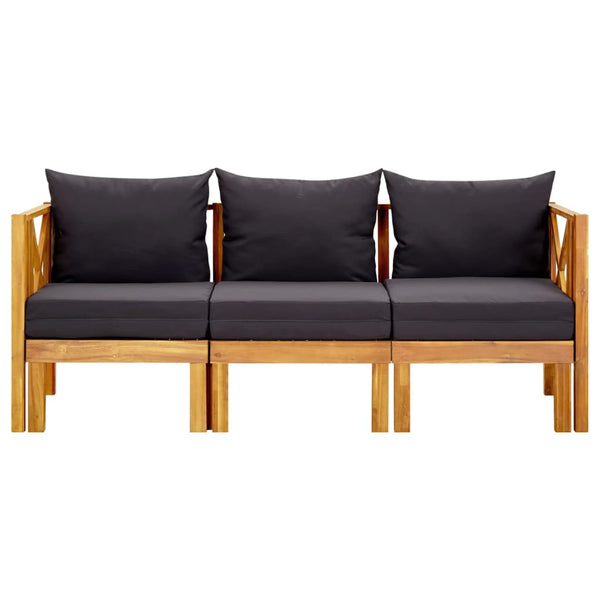 vidaXL 3-Seater Garden Bench with Cushions 179 cm Solid Acacia Wood