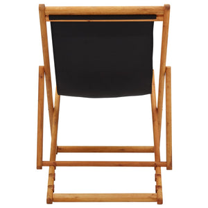 vidaXL Foldable Beach Chair Eucalyptus Wood and Fabric Black