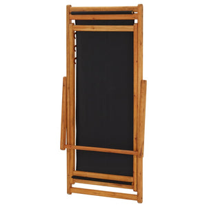 vidaXL Foldable Beach Chair Eucalyptus Wood and Fabric Black