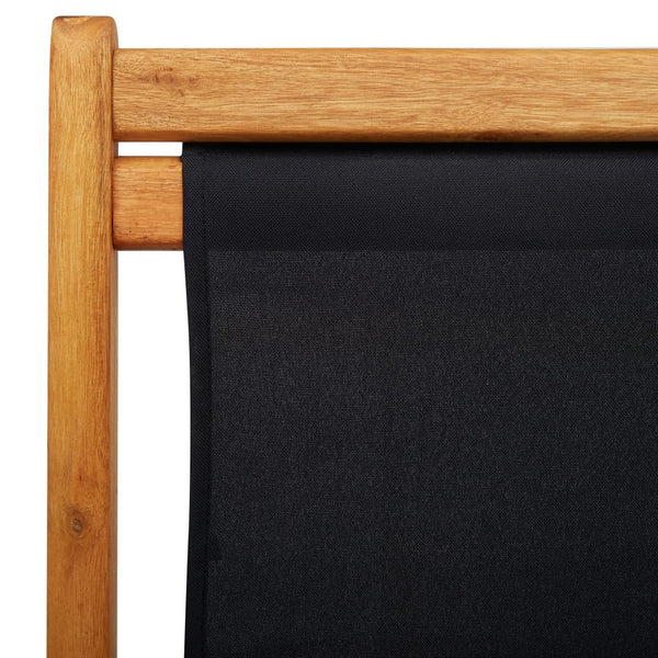 vidaXL Foldable Beach Chair Eucalyptus Wood and Fabric Black