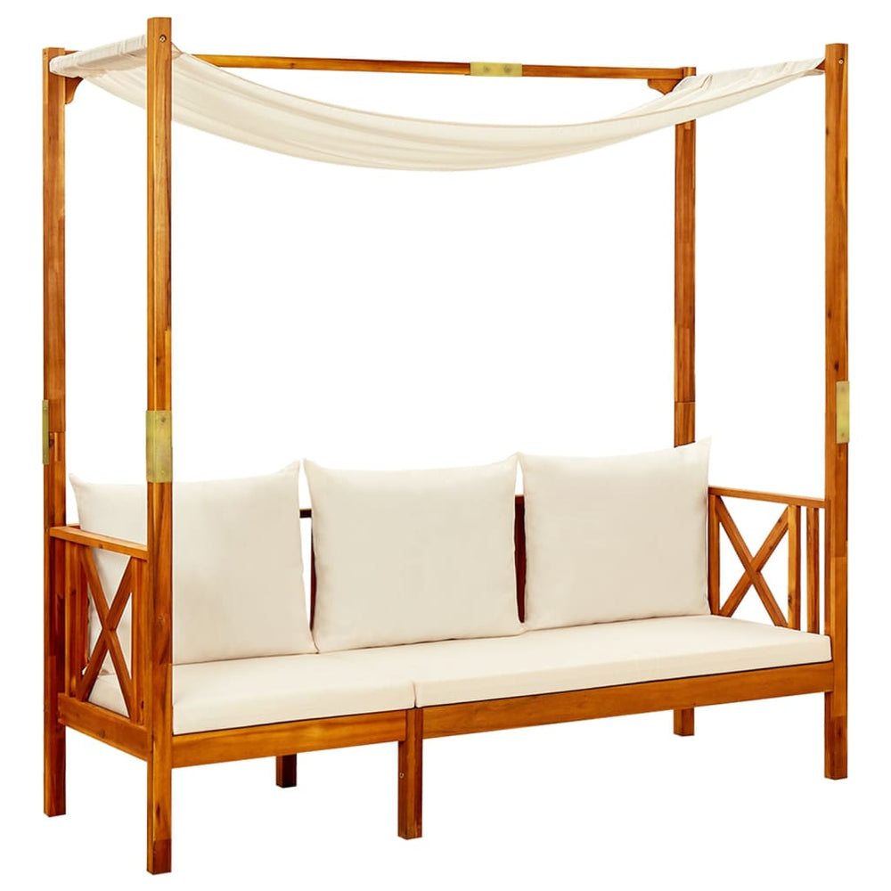 vidaXL Garden Bench with Sun Canopy Solid Acacia Wood
