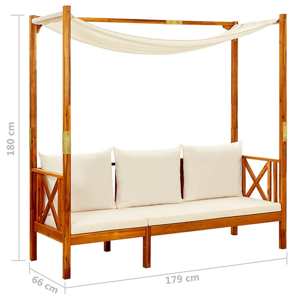vidaXL Garden Bench with Sun Canopy Solid Acacia Wood