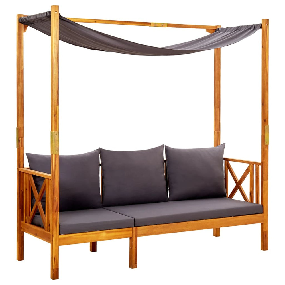 vidaXL Garden Bench with Sun Canopy Solid Acacia Wood