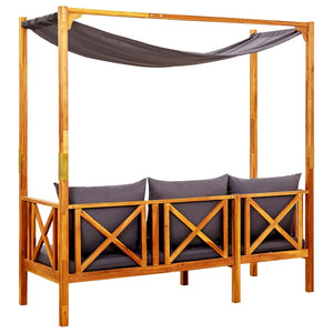 vidaXL Garden Bench with Sun Canopy Solid Acacia Wood