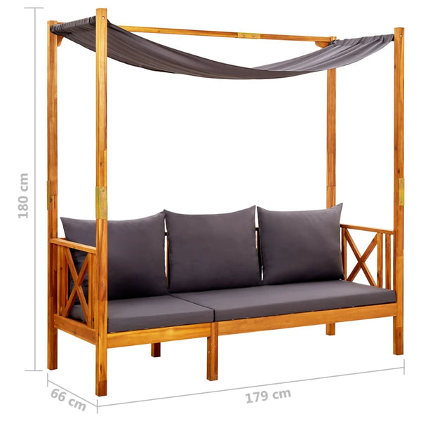 vidaXL Garden Bench with Sun Canopy Solid Acacia Wood