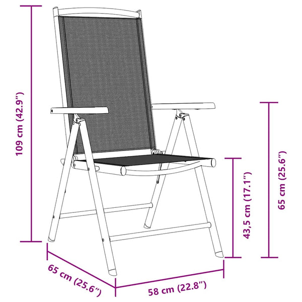 vidaXL Folding Garden Chairs 6 pcs Textilene Black