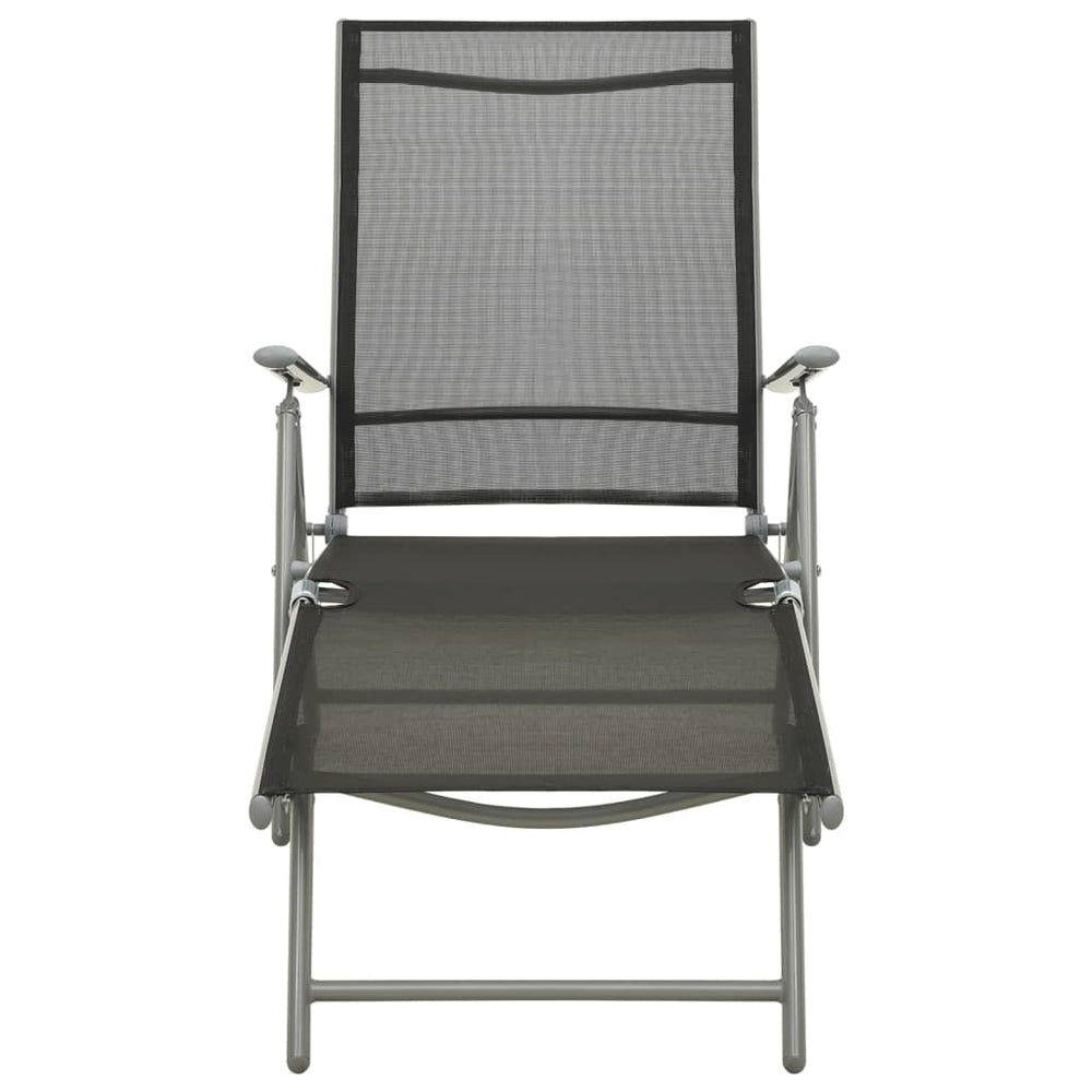 vidaXL Foldable Sun Lounger Textilene and Aluminum Black & Silver