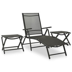 vidaXL 3-Piece Garden Lounge Set Textilene and Aluminum Black