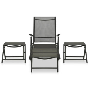 vidaXL 3-Piece Garden Lounge Set Textilene and Aluminum Black