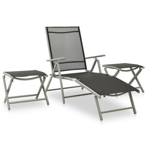 vidaXL 3-Piece Garden Lounge Set Textilene and Aluminum Silver