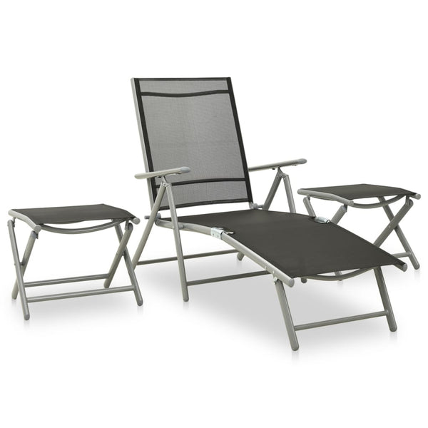 vidaXL 3-Piece Garden Lounge Set Textilene and Aluminum Silver