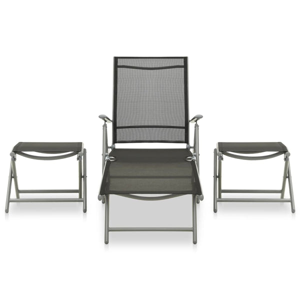 vidaXL 3-Piece Garden Lounge Set Textilene and Aluminum Silver