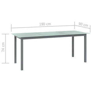 vidaXL Garden Table Light Gray 190x90x74 cm Aluminum and Glass