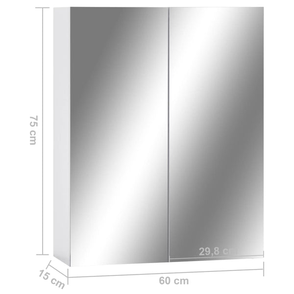 vidaXL Bathroom Mirror Cabinet White 60x15x75 cm MDF