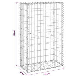 Gabionenwand mit Abdeckung Verzinkter Stahl 60x30x100 cm