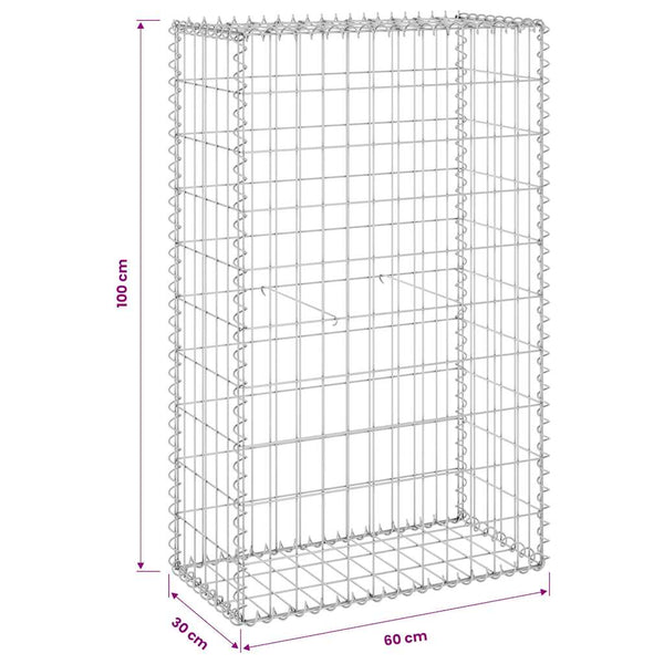 Gabionenwand mit Abdeckung Verzinkter Stahl 60x30x100 cm