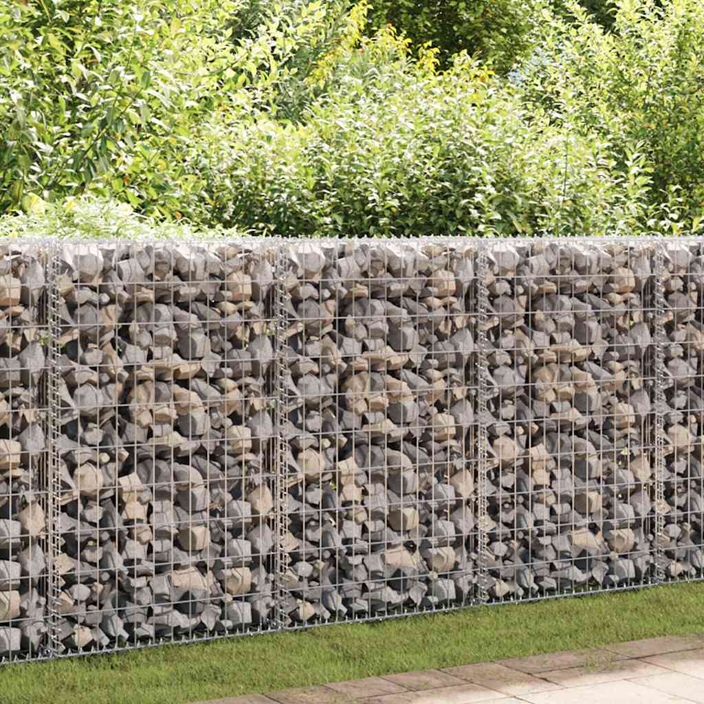 Gabionenwand mit Abdeckung Verzinkter Stahl 100x60x100 cm