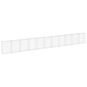 Gabionenwand mit Abdeckung Verzinkter Stahl 900x30x100 cm