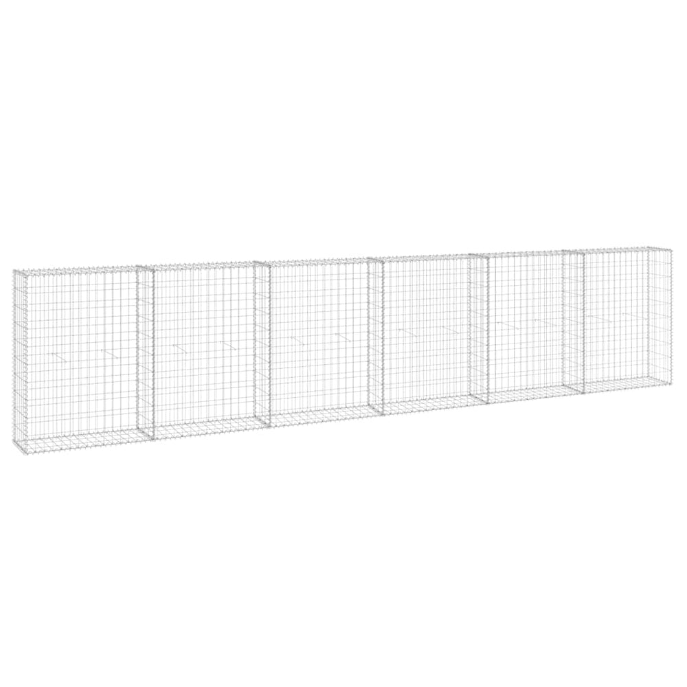 vidaXL Gabion Wall with Cover Galvanized Steel 300x30x100 cm